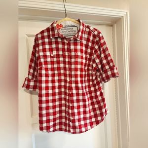 St Johns Bay Picnic Red Plaid Button Down Shirt